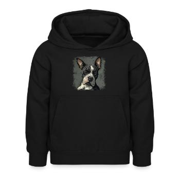 Bull terrier - Sweat à capuche Enfant - noir - Devant - AI Model Kid Female (0cm)