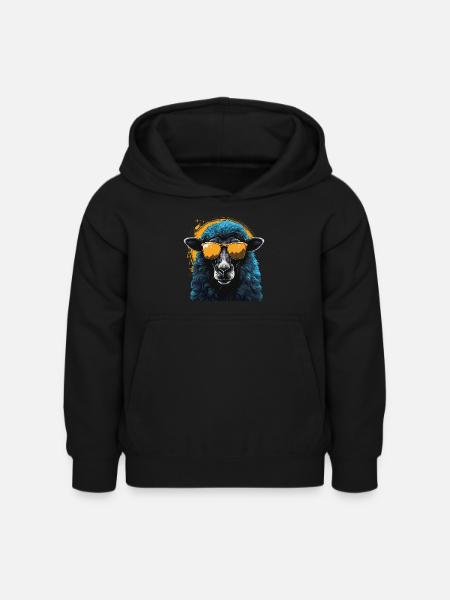 Cooles Schaf mit Sonnenbrille - Kinder Hoodie - Schwarz