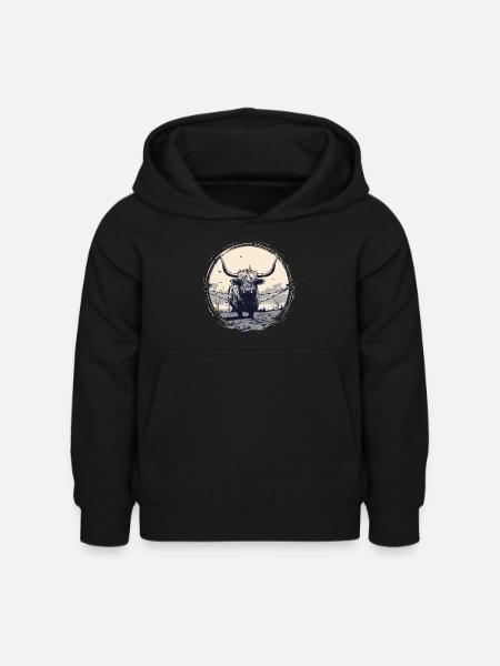 Scottish Highland cattle - Kids Hoodie - black