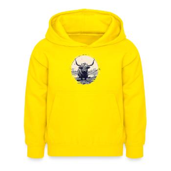 Scottish Highland cattle - Kids Hoodie - yellow - Front - AI Model Kid Female (0cm)
