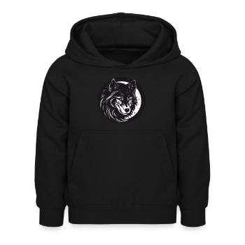 Wolf, Wildhund, Grauer Wolf, Canis lupus - Kinder Hoodie - Schwarz - Vorne - AI Model Kid Female (0cm)