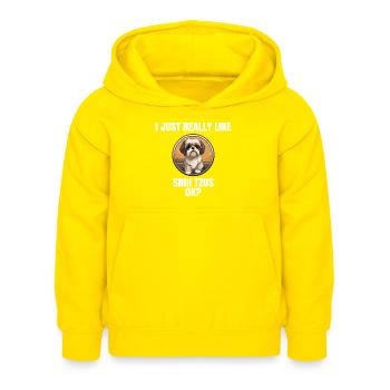 Shih Tzu Löwenhunde Chrysanthemenhund Shih Tzu - Kinder Hoodie - Gelb - Vorne - AI Model Kid Female (0cm)