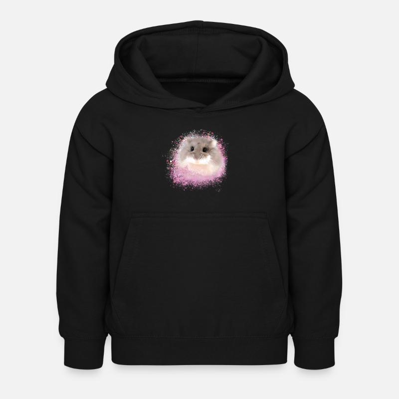dwarf hamster,hamster,pink,graffiti,painting - Kids Hoodie - black