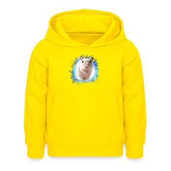 Jumping mouse,mouse,graffiti,painting,shrew - Kids Hoodie - yellow - Front - AI Model Kid Female (0cm)
