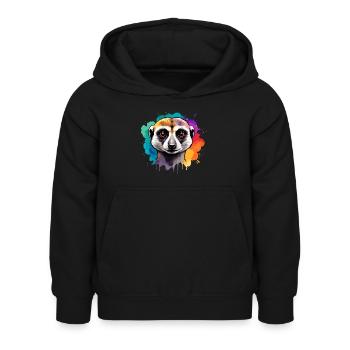 Suricate à l’aquarelle, couleur de la savane - Sweat à capuche Enfant - noir - Devant - AI Model Kid Female (0cm)