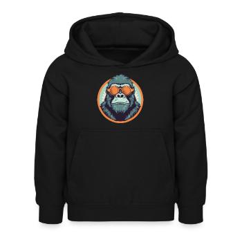 Gorilla mit Sonnenbrille, Affe, Primat - Kinder Hoodie - Schwarz - Vorne - AI Model Kid Female (0cm)