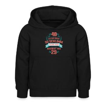 40 ist nicht so schlimm, wenn man aussieht wie 29 - Kinder Hoodie - Schwarz - Vorne - AI Model Kid Female (0cm)