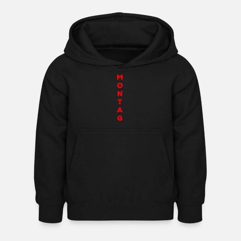 Lundi - rouge - Sweat à capuche Enfant - noir