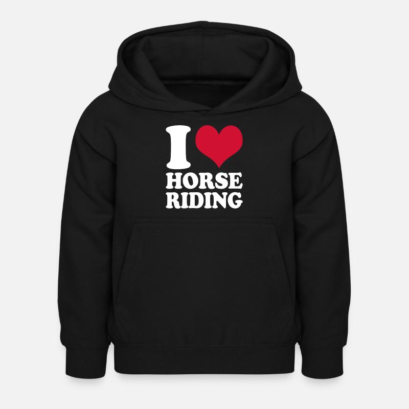 Cavalier d’équitation Fille de cheval J’aime l’équitation - Sweat à capuche Enfant - noir