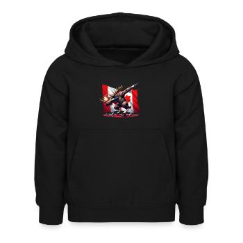 Moose Unleashed: Canadian Vigor - Kids Hoodie - black - Front - AI Model Kid Female (0cm)