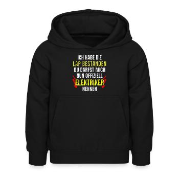 Elektriker Lehrabschlussprüfung LAP bestanden - Kinder Hoodie - Schwarz - Vorne - AI Model Kid Female (0cm)