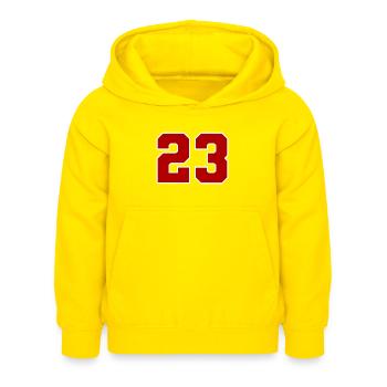 23 Numéro Vingt-trois - Sweat à capuche Enfant - jaune - Devant - AI Model Kid Female (0cm)