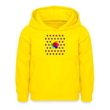Psycho-Flower - Optical Art - Kinder Hoodie - Gelb - Vorne - AI Model Kid Female (0cm)