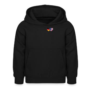 Deutschland USA Flagge Herz - Kinder Hoodie - Schwarz - Vorne - AI Model Kid Female (0cm)