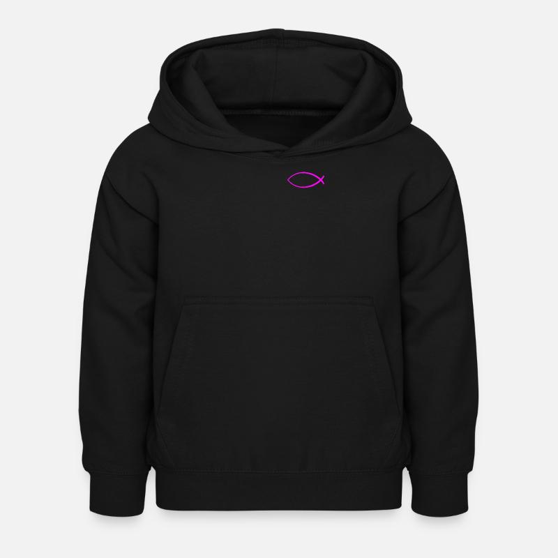 Ichtus fish solid pink - Kids Hoodie - black