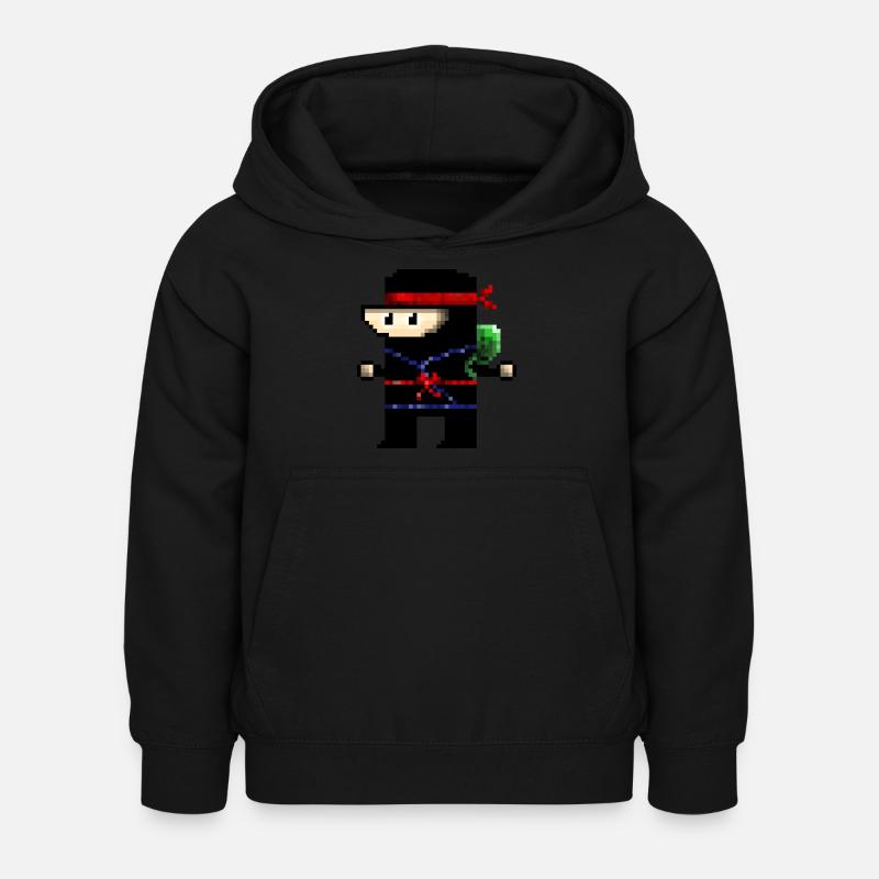Pixel ninja warrior - Kids Hoodie - black