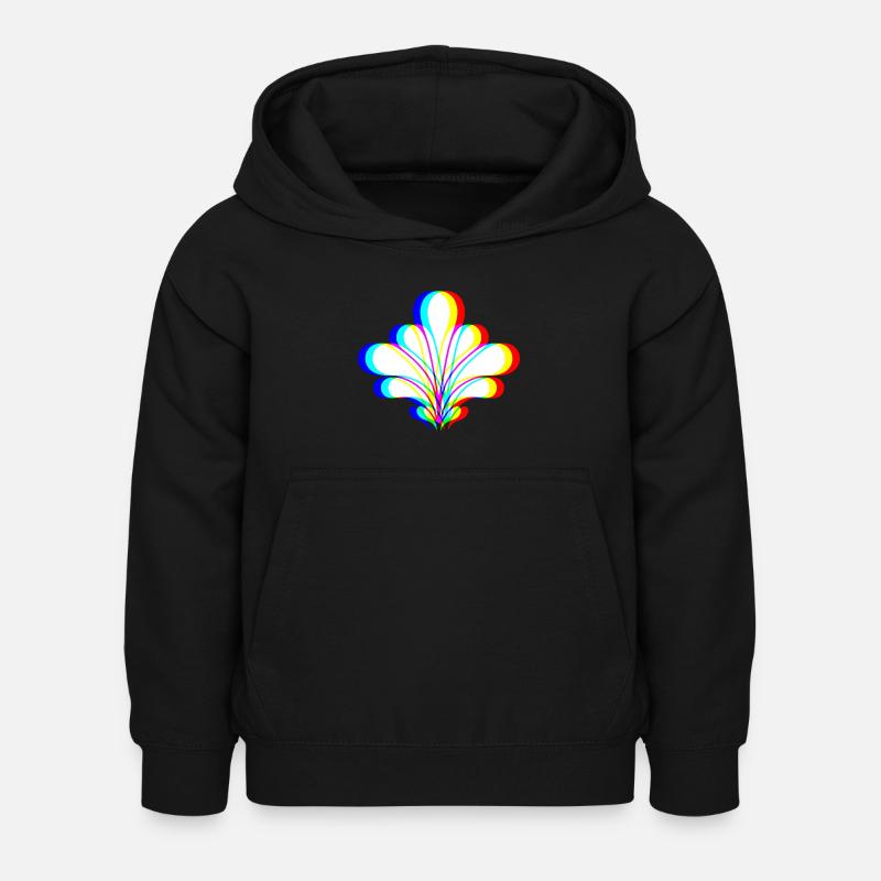 EDM - Kwiat - Styl Glitch Rave - Dziecięca bluza z kapturem - czarny