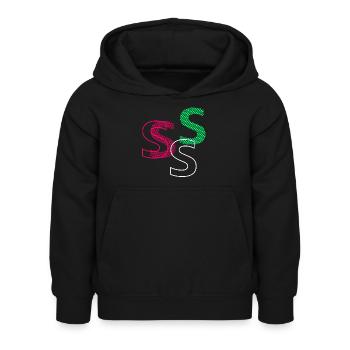 Lettre S - Sweat à capuche Enfant - noir - Devant - AI Model Kid Female (0cm)