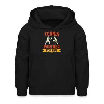 Partenaire de tennis pour la vie - Sweat à capuche Enfant - noir - Devant - AI Model Kid Female (0cm)