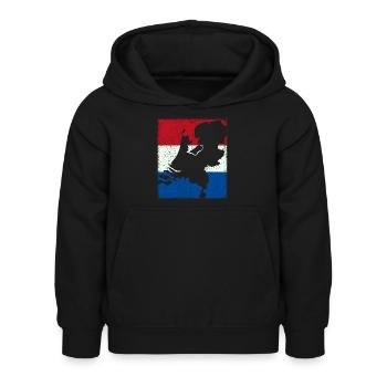 Niederlande Flagge mit Karte / Umriss - Kinder Hoodie - Schwarz - Vorne - AI Model Kid Female (0cm)