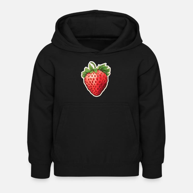 Erdbeere Einzelfrucht - Kinder Hoodie - Schwarz
