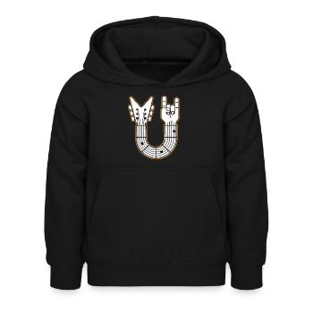Gitarre U-Form Felshand - Kinder Hoodie - Schwarz - Vorne - AI Model Kid Female (0cm)