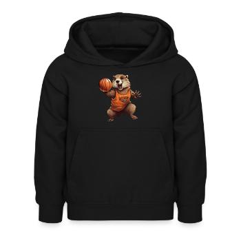 Basketball Murmeltier - Kinder Hoodie - Schwarz - Vorne - AI Model Kid Female (0cm)