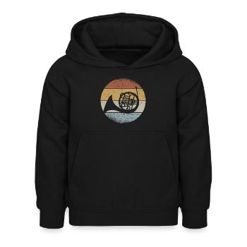 Retro Waldhorn Hornist Orchester Horn Musiker - Kinder Hoodie - Schwarz - Vorne - AI Model Kid Female (0cm)