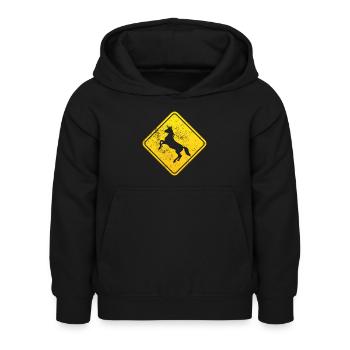 Méfiez-vous des licornes - Sweat à capuche Enfant - noir - Devant - AI Model Kid Female (0cm)
