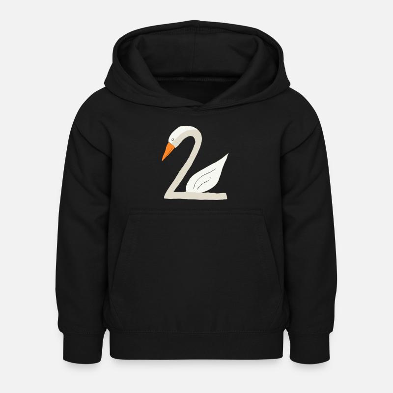 Schwan 2 - Kinder Hoodie - Schwarz