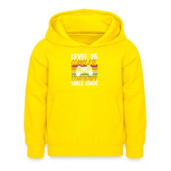 Geburtstagsgeschenk, Level 15 Complete 2008 - Kinder Hoodie - Gelb - Vorne - AI Model Kid Female (0cm)