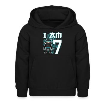 7ème anniversaire Ninja 7 ans - Sweat à capuche Enfant - noir - Devant - AI Model Kid Female (0cm)