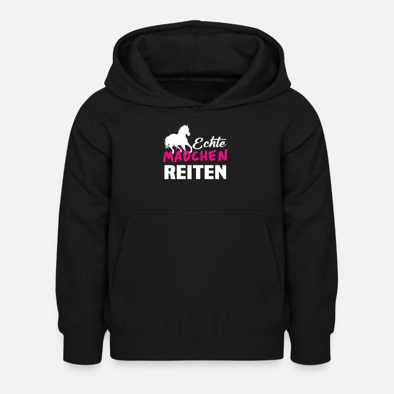 Echte mädchen reiten - Kinder Hoodie - Schwarz