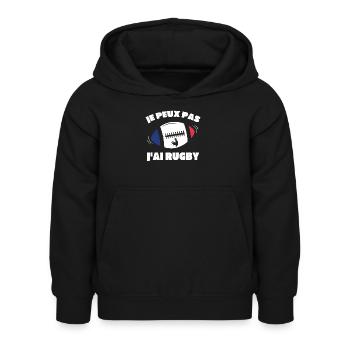 Je Peux Pas J'ai Rugby - Sweat à capuche Enfant - noir - Devant - AI Model Kid Female (0cm)