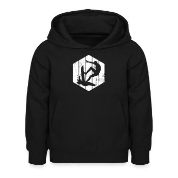 Wellenreiter Skizze - Kinder Hoodie - Schwarz - Vorne - AI Model Kid Female (0cm)