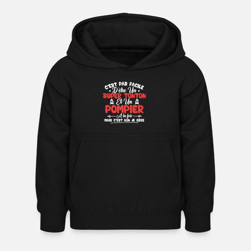 Super tonton et Pompier - Sweat à capuche Enfant - noir