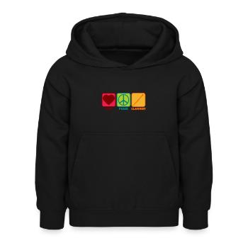Joueuse de clarinette Dictons de joueur de clarinette - Sweat à capuche Enfant - noir - Devant - AI Model Kid Female (0cm)