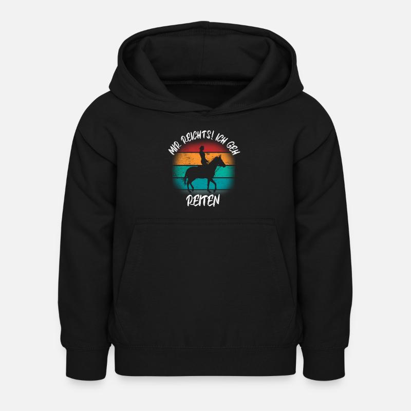 Pferd Reiten Pferdedesign Retro Geschenk Reiterin - Kinder Hoodie - Schwarz