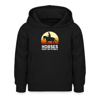 Courses de chevaux - Sweat à capuche Enfant - noir - Devant - AI Model Kid Female (0cm)