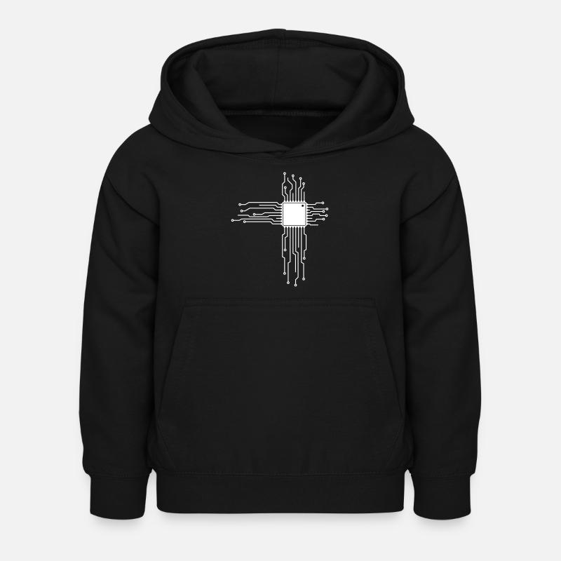 Platine als Herz - Computer CPU Nerd T-Shirt - Kinder Hoodie - Schwarz
