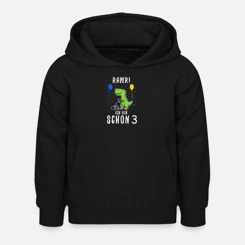 Ich bin schon 3 Dino - Kinder Hoodie - Schwarz