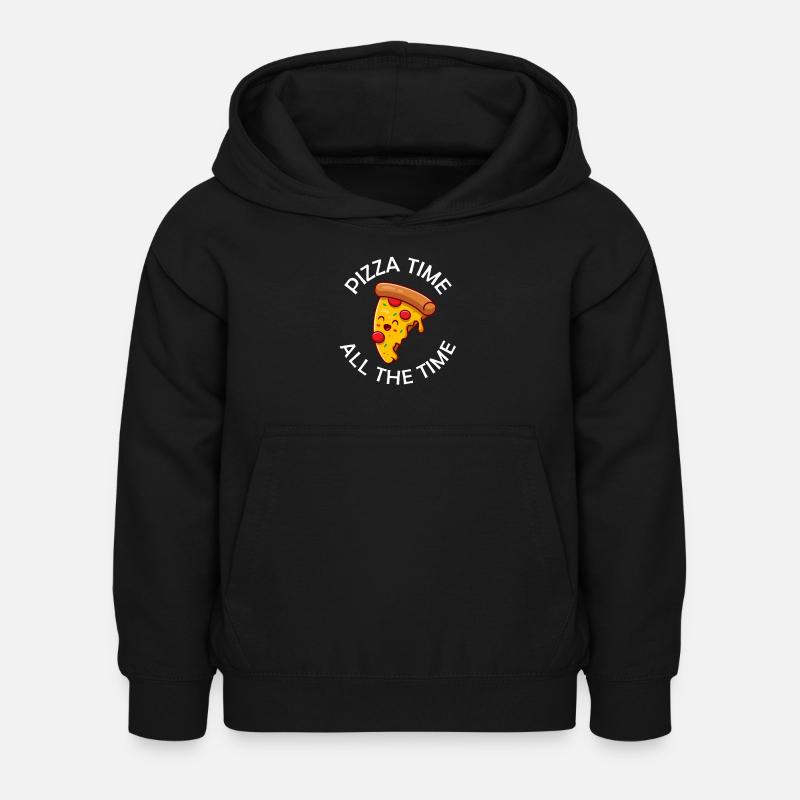 Pizza Time Tout le temps Drôle de pizza Disant - Sweat à capuche Enfant - noir