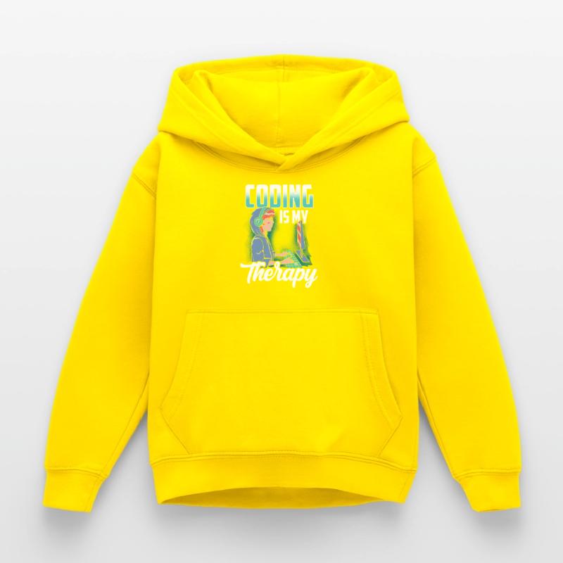 Programming is my therapy coder coding code Kids Hoodie