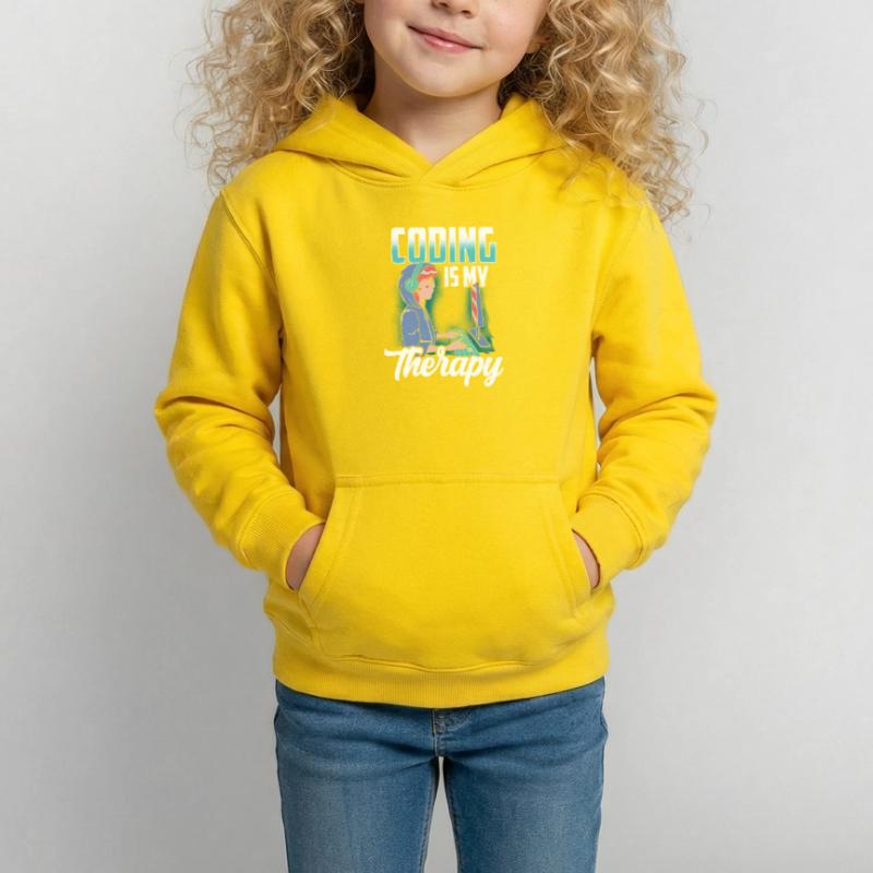 Programming is my therapy coder coding code Kids Hoodie
