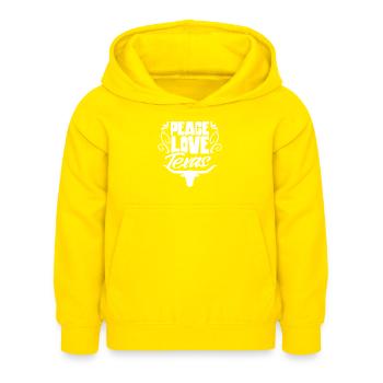 Frieden Liebe Texas Texanisch Stolz Texaner - Kinder Hoodie - Gelb - Vorne - AI Model Kid Female (0cm)
