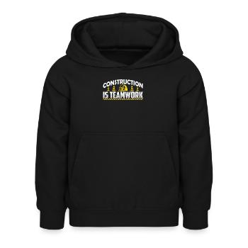 Construction work is teamwork Teamwork Construction site construction - Kids Hoodie - black - Front - AI Model Kid Female (0cm)