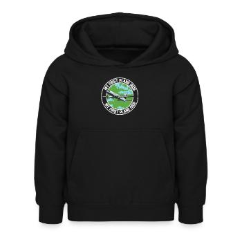 My First Airplane Ride Vacation Trip Solo - Kids Hoodie - black - Front - AI Model Kid Female (0cm)