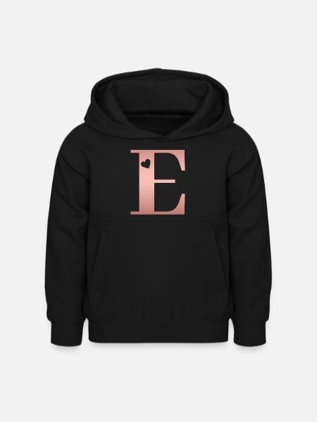 Buchstabe E Roségold - Kinder Hoodie - Schwarz
