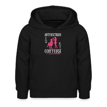 Authentique Coiffeuse coiffure salon coupe cheveux - Sweat à capuche Enfant - noir - Devant - AI Model Kid Female (0cm)