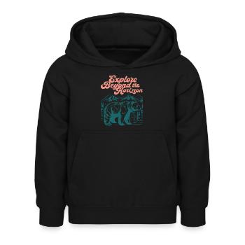 Explorez au-delà de l’horizon - Sweat à capuche Enfant - noir - Devant - AI Model Kid Female (0cm)